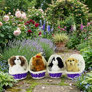 Bezaubernde Hunde im Korb zum Aufhängen - 4er Set Yorkshire
